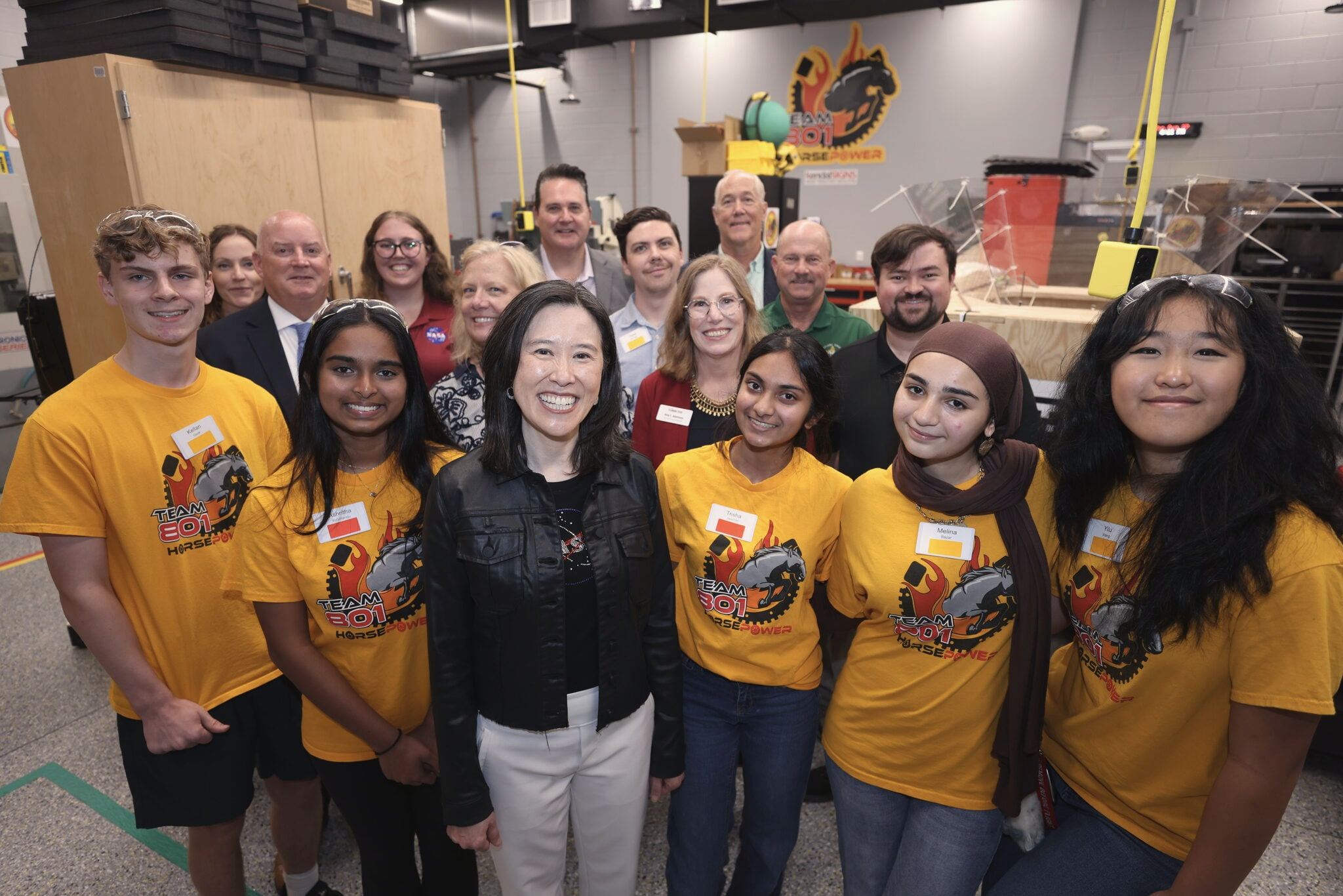 Students from Edgewood Jr./Sr. High School in Merritt Island, Florida, in their robotics shop